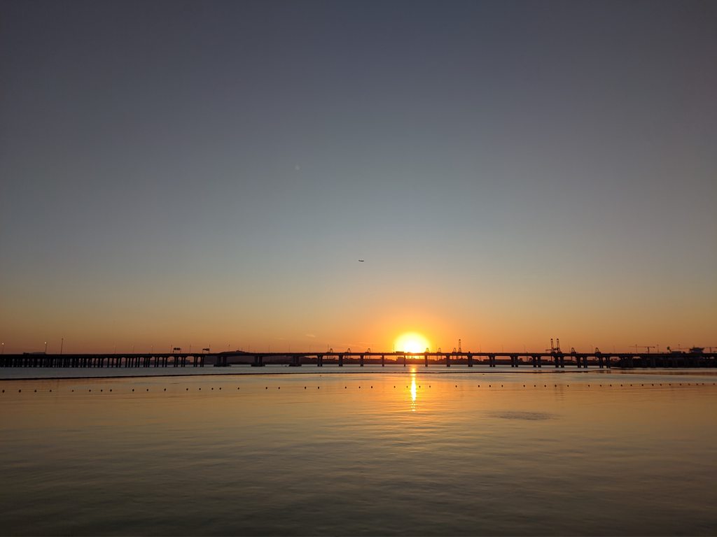 Sunset over the bay from a field note